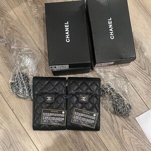 RESERVED! CHANEL Black Quilted Leather Phone Case look a like